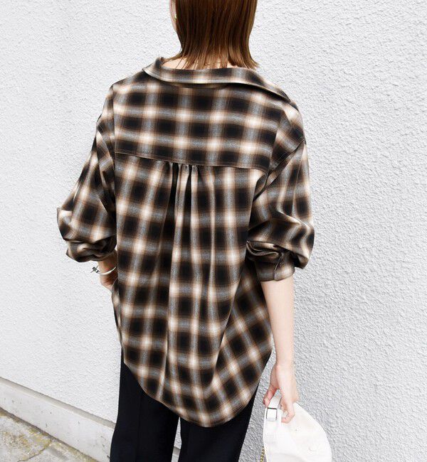 SHIPS for women「【WEB限定】〈洗濯機可能〉オンブレチェック ギャザー シャツ 羽織」|シャツ・ブラウス|