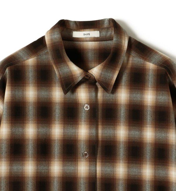 SHIPS for women「【WEB限定】〈洗濯機可能〉オンブレチェック ギャザー シャツ 羽織」|シャツ・ブラウス|