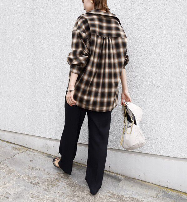 SHIPS for women「【WEB限定】〈洗濯機可能〉オンブレチェック ギャザー シャツ 羽織」|シャツ・ブラウス|