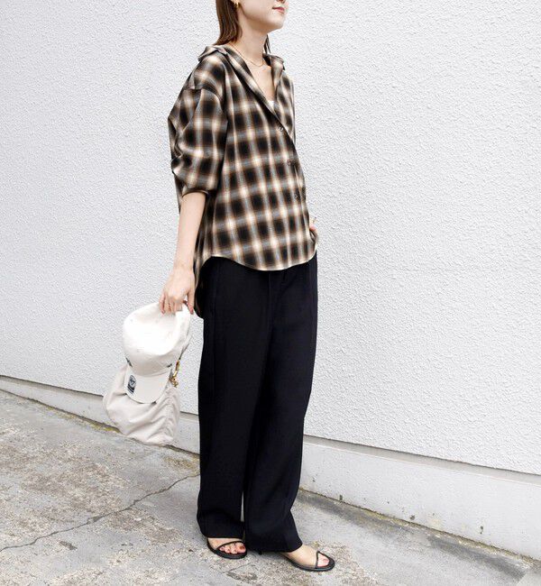 SHIPS for women「【WEB限定】〈洗濯機可能〉オンブレチェック ギャザー シャツ 羽織」|シャツ・ブラウス|