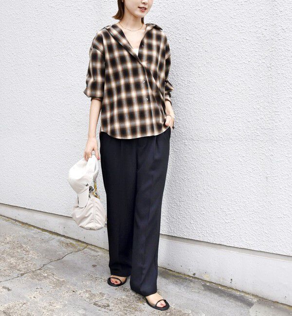 SHIPS for women「【WEB限定】〈洗濯機可能〉オンブレチェック ギャザー シャツ 羽織」|シャツ・ブラウス|