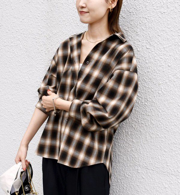 SHIPS for women「【WEB限定】〈洗濯機可能〉オンブレチェック ギャザー シャツ 羽織」|シャツ・ブラウス|