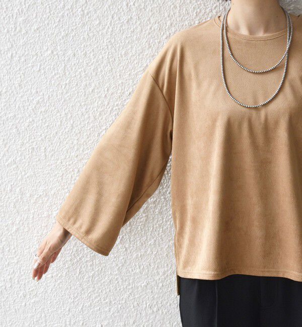 SHIPS for women「〈手洗い可能〉ポリエステル スエード ワイド スリーブ プルオーバー」|Tシャツ・カットソー|