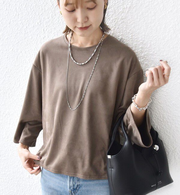 SHIPS for women「〈手洗い可能〉ポリエステル スエード ワイド スリーブ プルオーバー」|Tシャツ・カットソー|ブラウン系