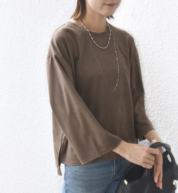 SHIPS for women「〈手洗い可能〉ポリエステル スエード ワイド スリーブ プルオーバー」|Tシャツ・カットソー|