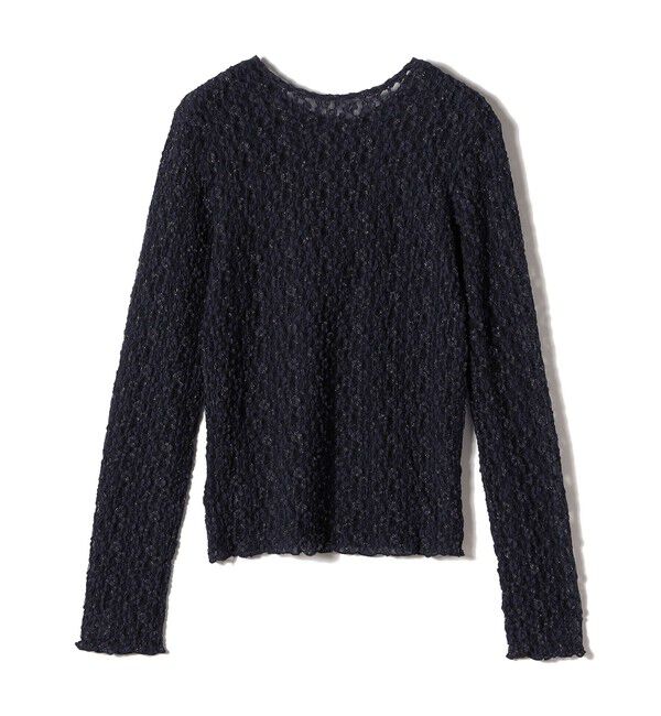 SHIPS for women「〈手洗い可能〉ラメ ラッセル レース ヘンリー ネック 2WAY プルオーバー」|Tシャツ・カットソー|