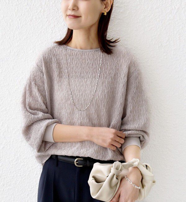 SHIPS for women「《予約》〈手洗い可能〉ランダム ブルーゼ 袖 タック プルオーバー」|Tシャツ・カットソー|