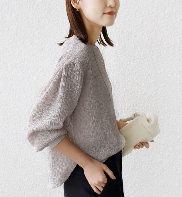 SHIPS for women「《予約》〈手洗い可能〉ランダム ブルーゼ 袖 タック プルオーバー」|Tシャツ・カットソー|