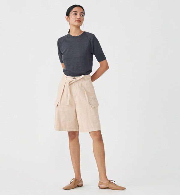 MACPHEE「ソフトコットンサテン タックハーフパンツ」|その他|