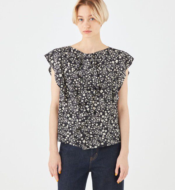 MACPHEE「フラワープリント フロントフリルブラウス」|シャツ・ブラウス|