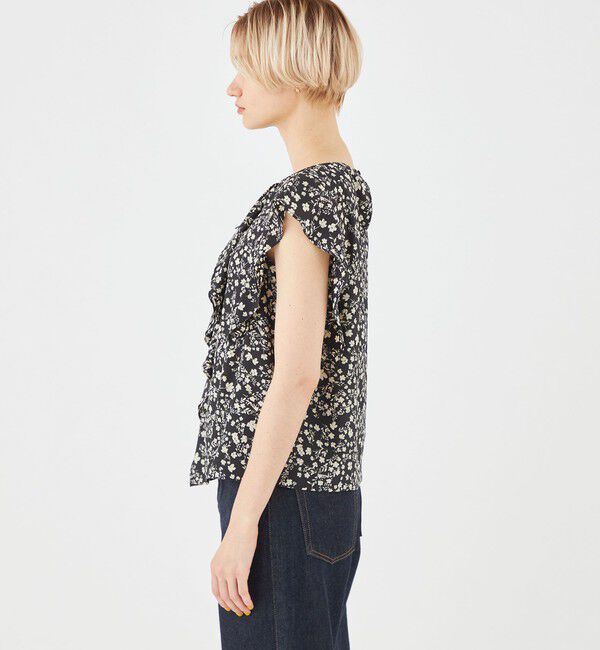 MACPHEE「フラワープリント フロントフリルブラウス」|シャツ・ブラウス|