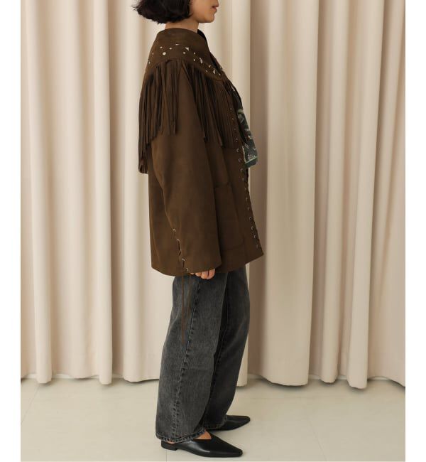  「SUEDE-LIKE LACEUP JACKET」|ノーカラージャケット|