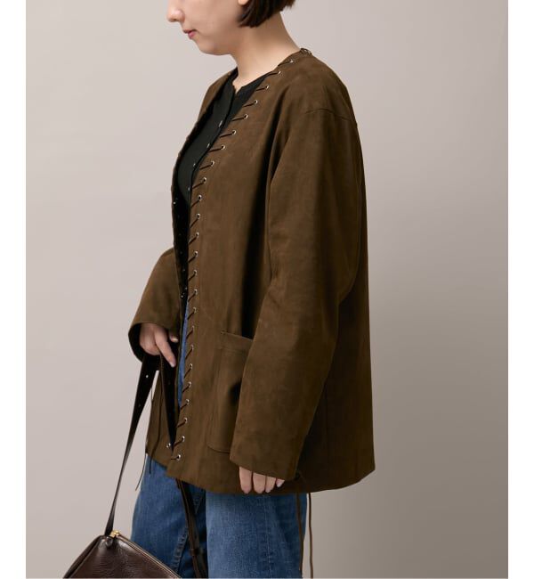  「SUEDE-LIKE LACEUP JACKET」|ノーカラージャケット|