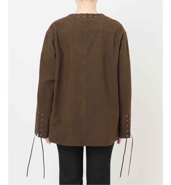  「SUEDE-LIKE LACEUP JACKET」|ノーカラージャケット|