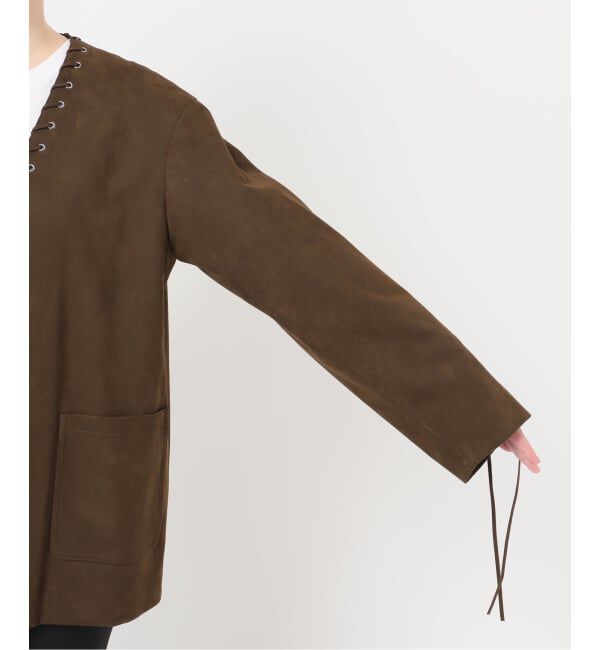  「SUEDE-LIKE LACEUP JACKET」|ノーカラージャケット|