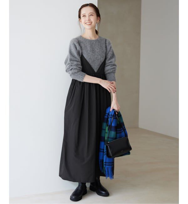 SLOBE IENA「《WEB限定/追加》タフタギャザーキャミワンピース」|ワンピース|
