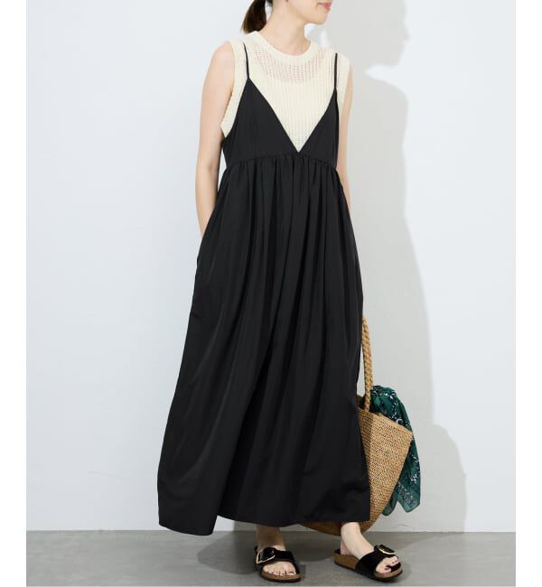 SLOBE IENA「《WEB限定/追加》タフタギャザーキャミワンピース」|ワンピース|