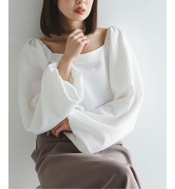NOBLE「ボリュームスリーブドビーブラウス」|シャツ・ブラウス|