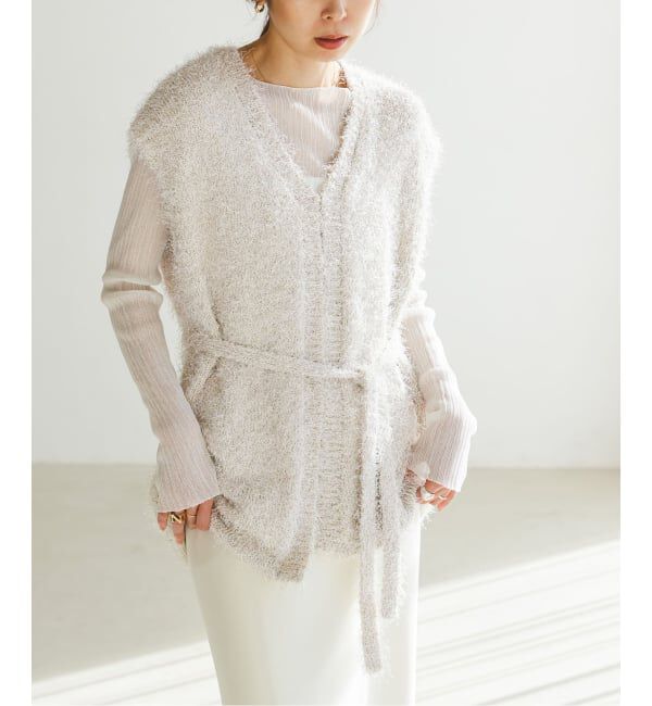 NOBLE「ラメmixシャギーVカーデ」|ニット・セーター|