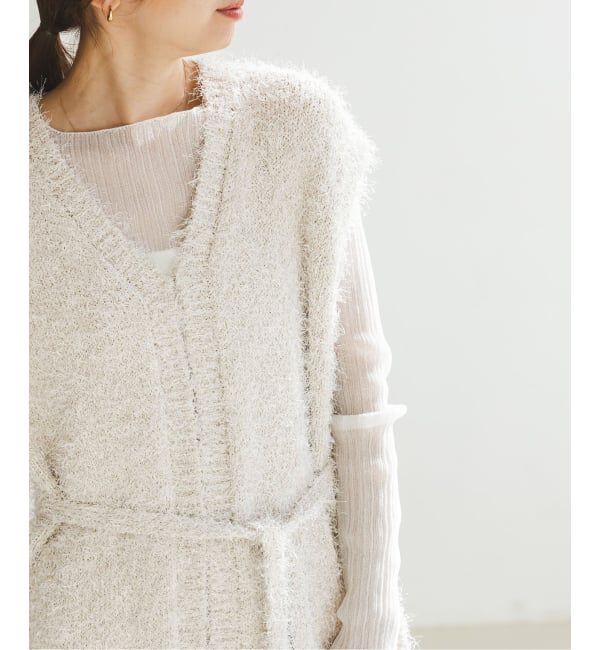 NOBLE「ラメmixシャギーVカーデ」|ニット・セーター|