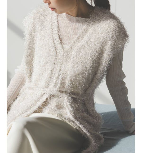 NOBLE「ラメmixシャギーVカーデ」|ニット・セーター|