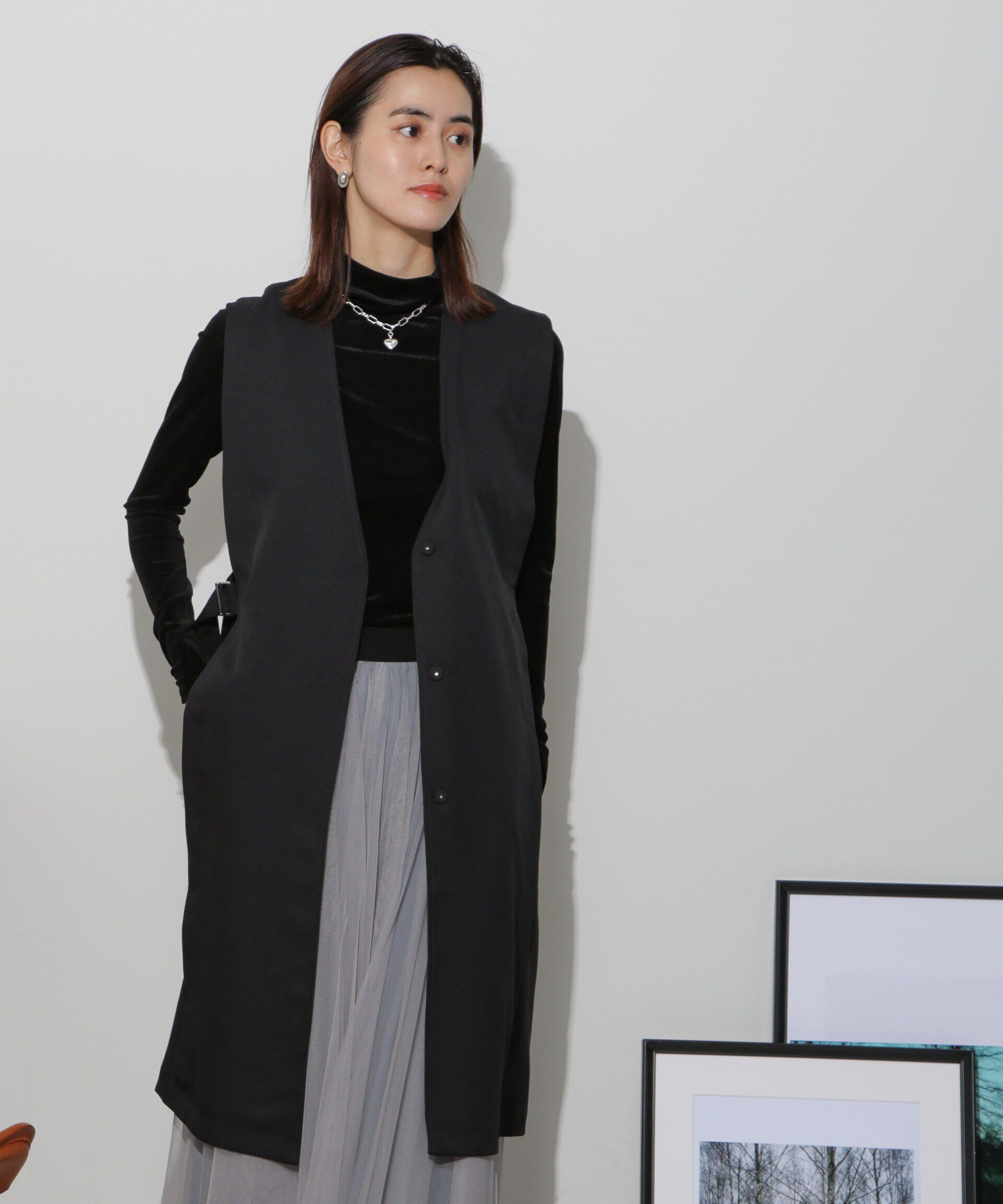 nano･universe「サイドベルトロングジレ(セットアップ可)」|ベスト・ジレ|