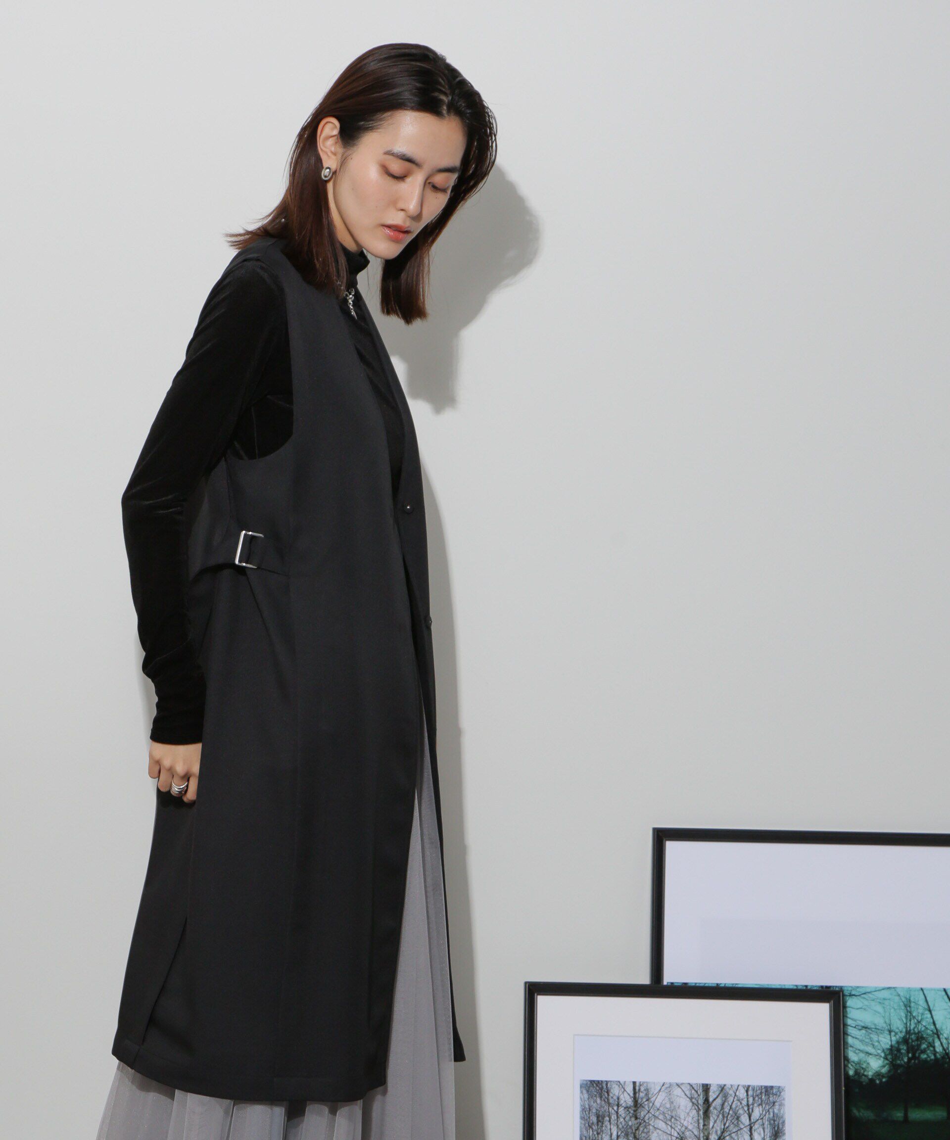 nano･universe「サイドベルトロングジレ(セットアップ可)」|ベスト・ジレ|