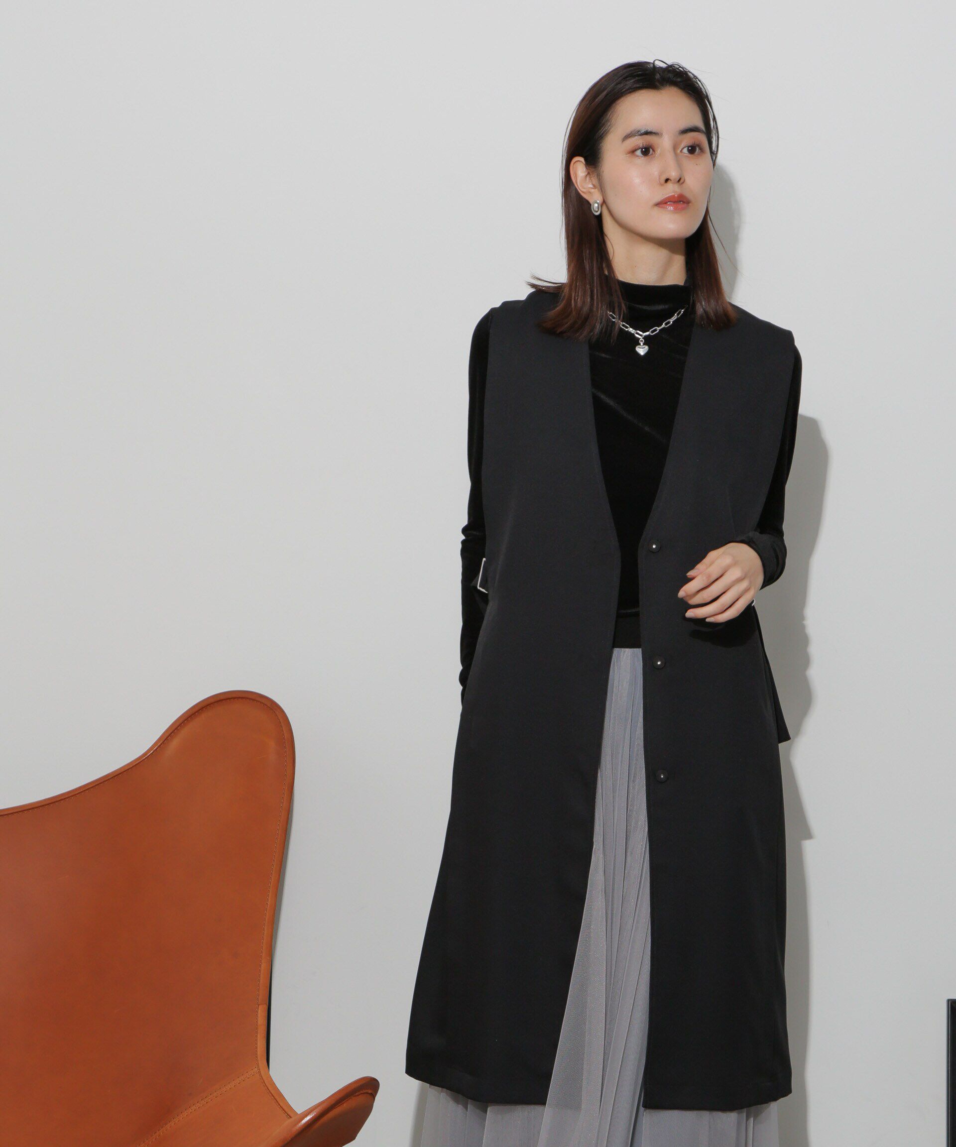 nano･universe「サイドベルトロングジレ(セットアップ可)」|ベスト・ジレ|