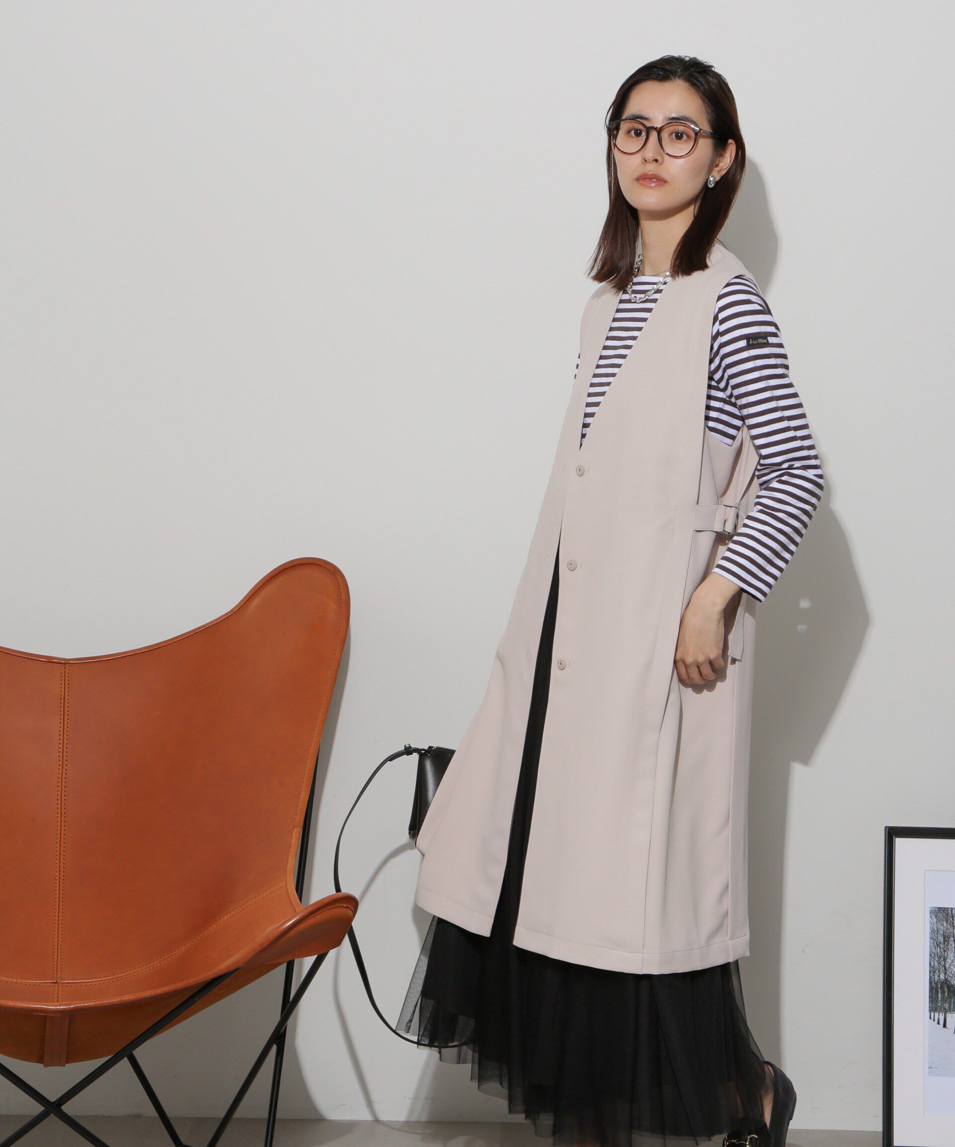 nano･universe「サイドベルトロングジレ(セットアップ可)」|ベスト・ジレ|