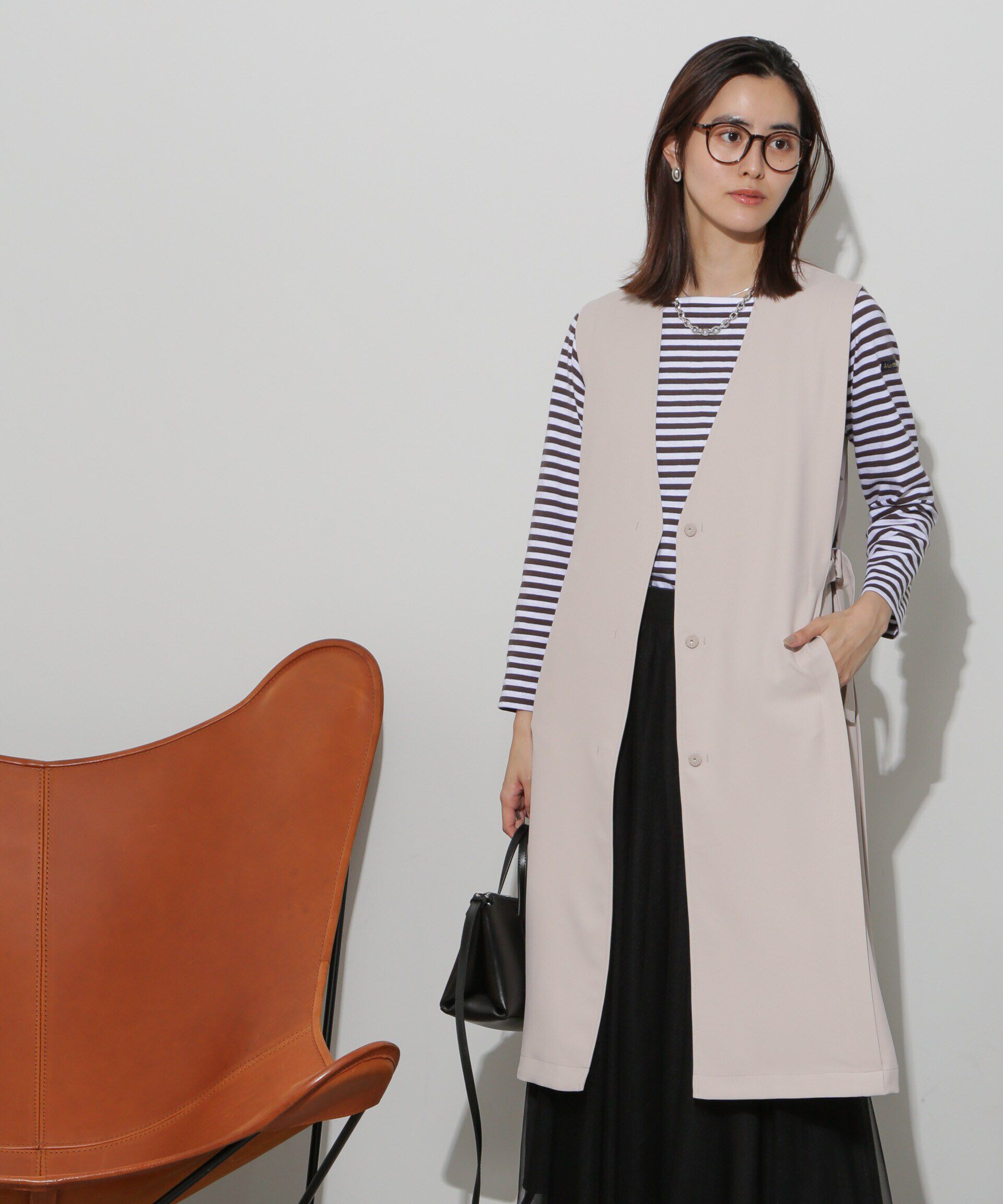 nano･universe「サイドベルトロングジレ(セットアップ可)」|ベスト・ジレ|