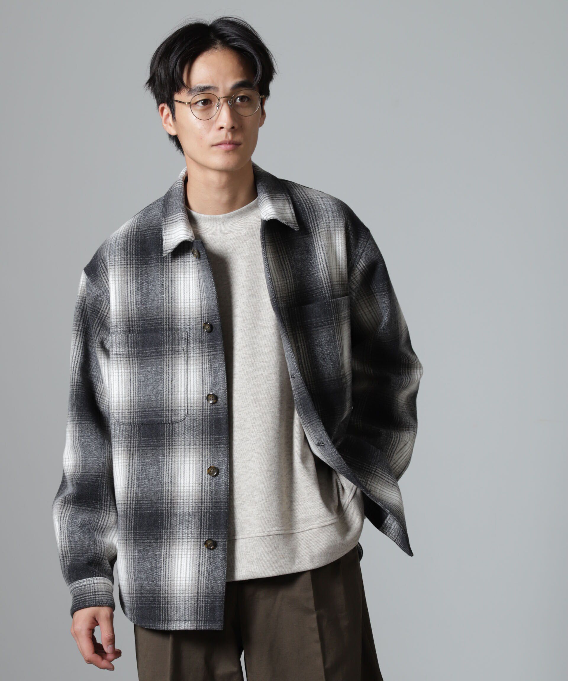 nano･universe「テックメルトン CPOパターンチェックシャツブルゾン」|ブルゾン・スタジャン|パターン1