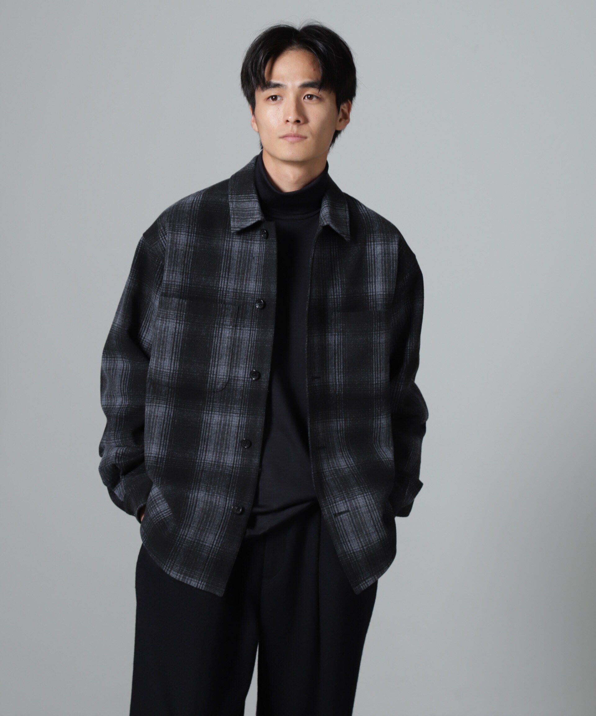 nano･universe「テックメルトン CPOパターンチェックシャツブルゾン」|ブルゾン・スタジャン|