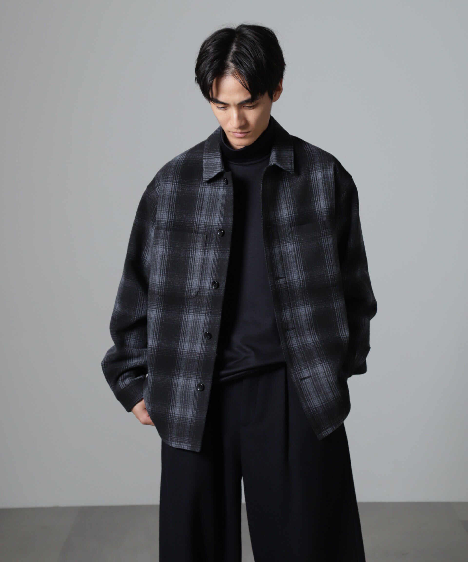 nano･universe「テックメルトン CPOパターンチェックシャツブルゾン」|ブルゾン・スタジャン|