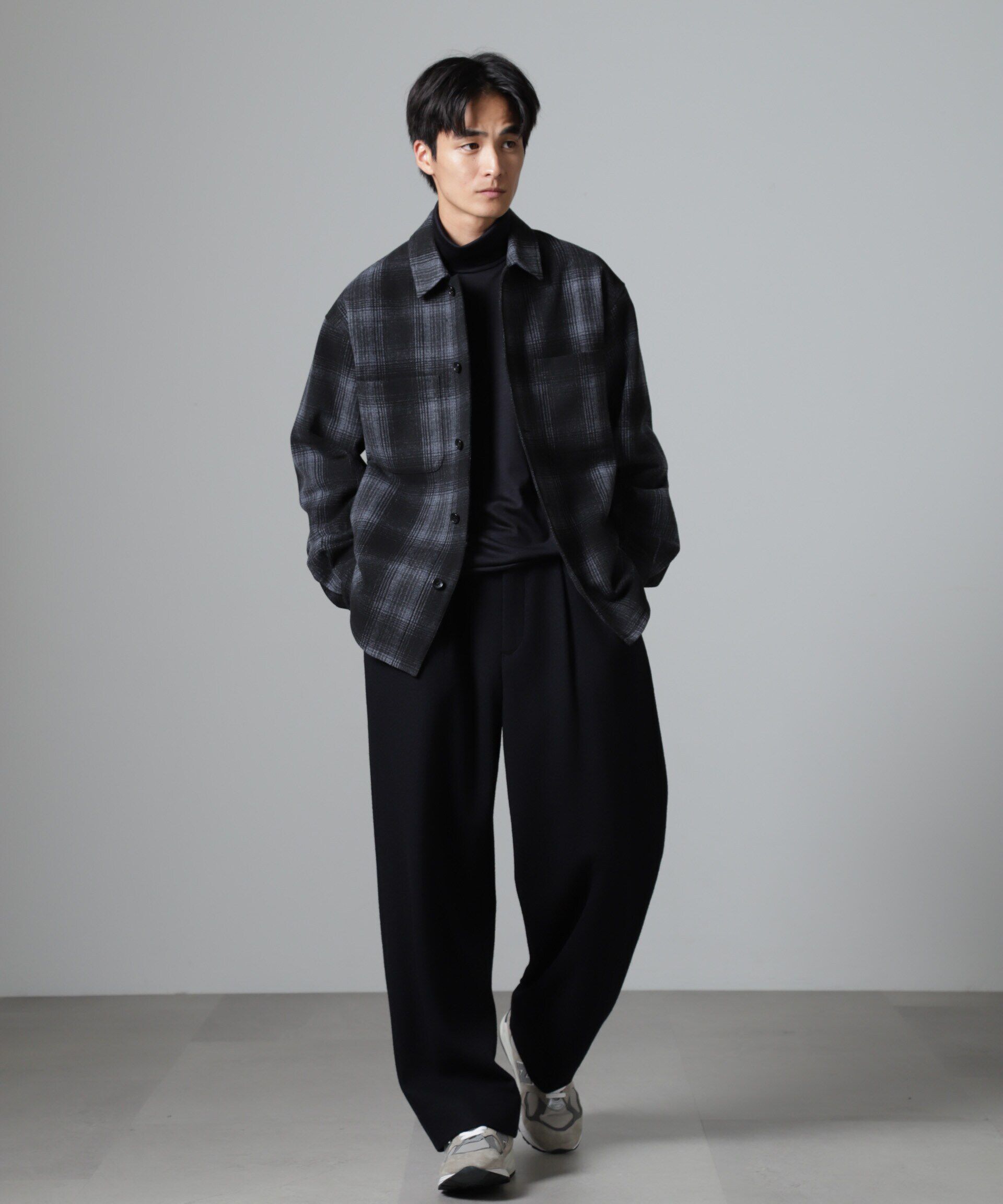 nano･universe「テックメルトン CPOパターンチェックシャツブルゾン」|ブルゾン・スタジャン|