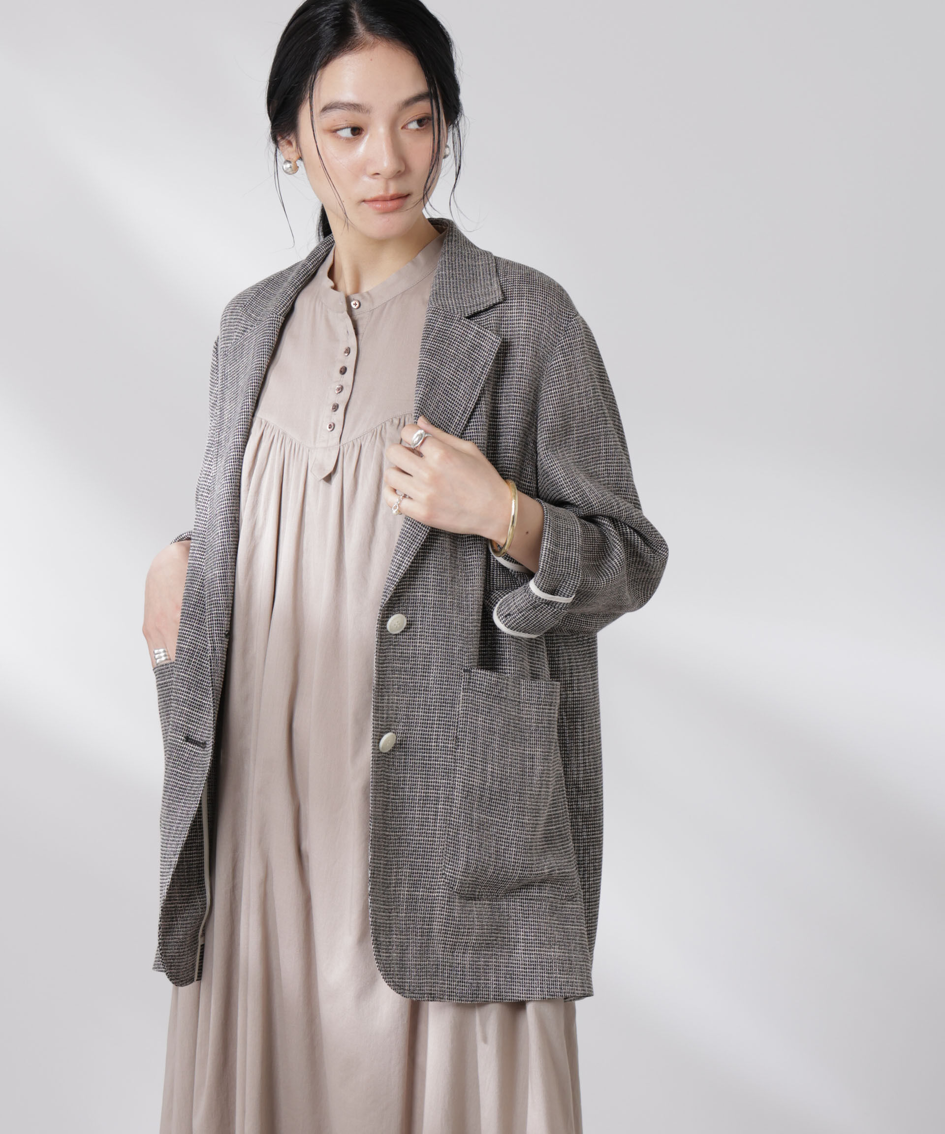 nano･universe「カラミ織りシングルジャケット」|テーラードジャケット|