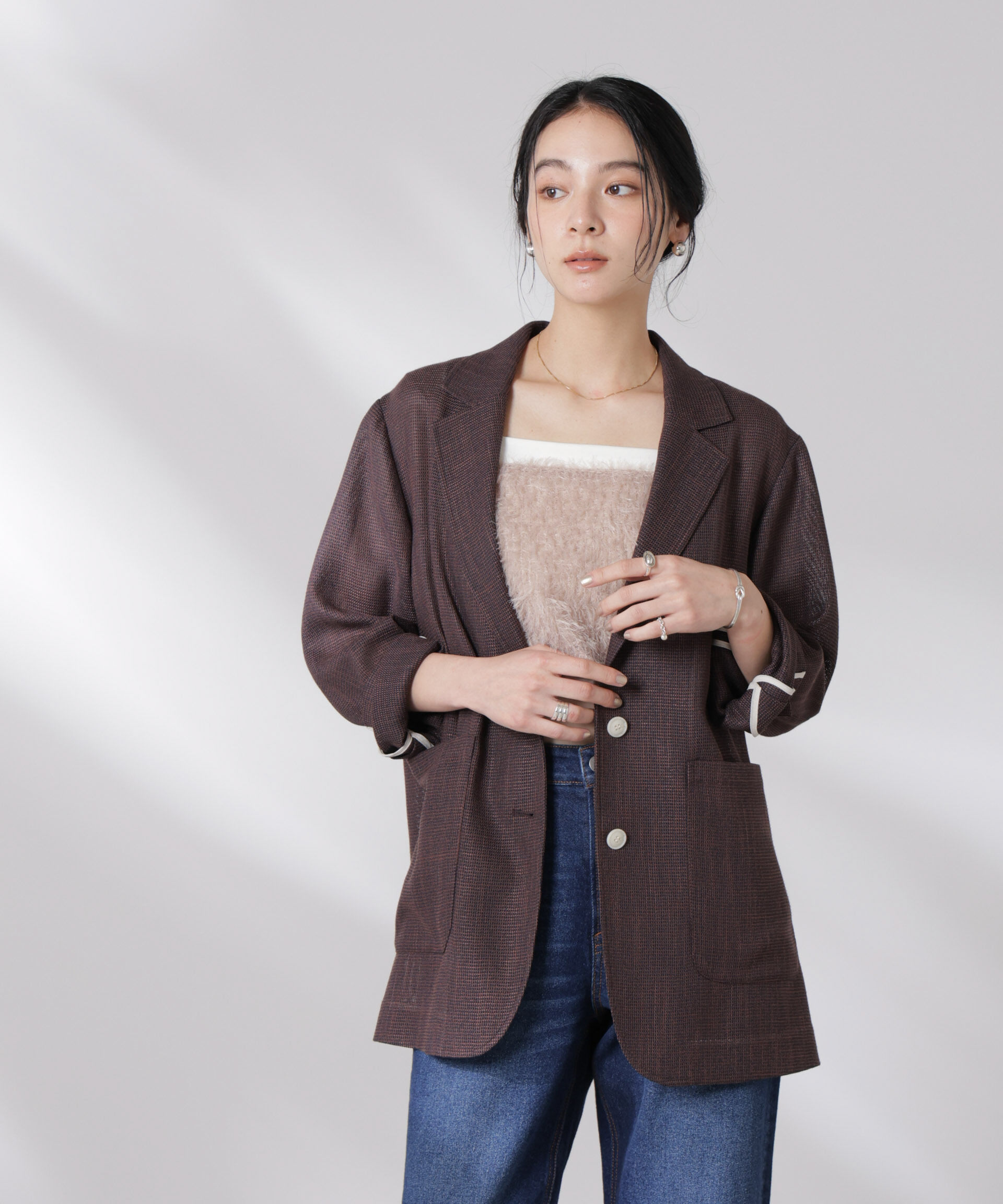 nano･universe「カラミ織りシングルジャケット」|テーラードジャケット|