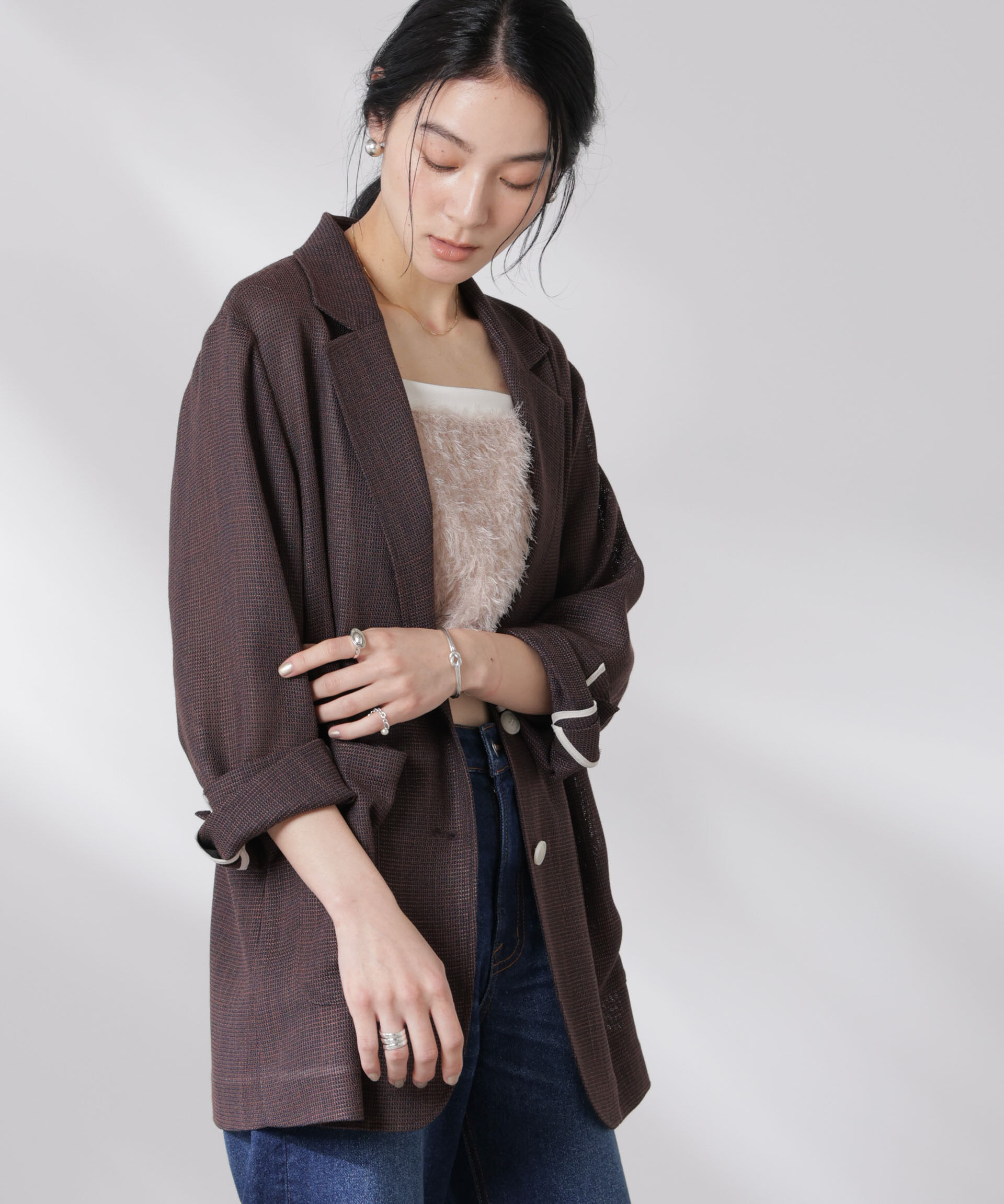 nano･universe「カラミ織りシングルジャケット」|テーラードジャケット|