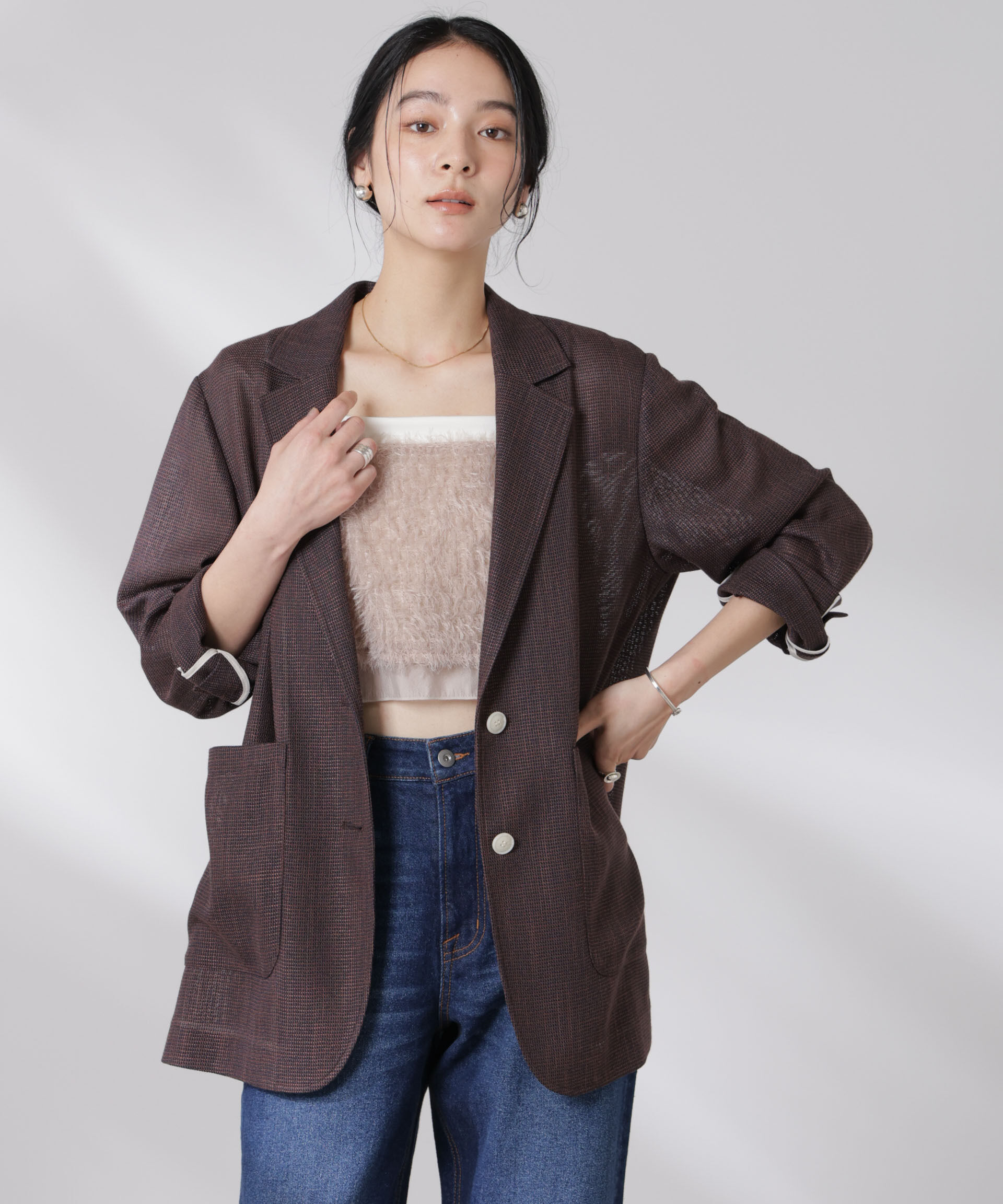nano･universe「カラミ織りシングルジャケット」|テーラードジャケット|