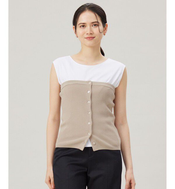 自由区「【洗える】ドライコットンハイゲージニット ビスチェ」|その他|ベージュ