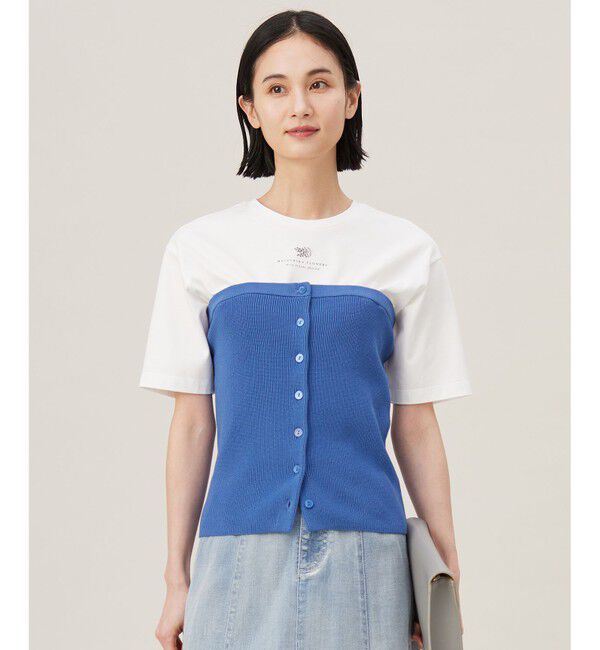 自由区「【洗える】ドライコットンハイゲージニット ビスチェ」|その他|ブルー