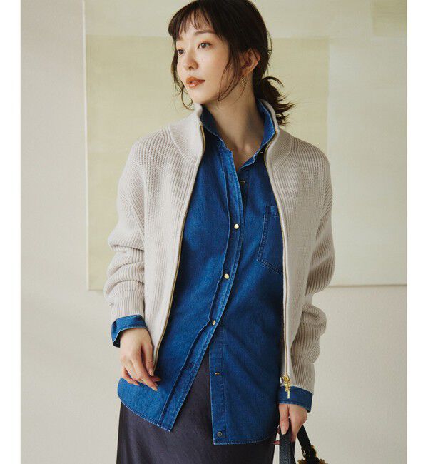 23区「【洗える】コットンリリー ニットブルゾン」|ブルゾン・スタジャン|ﾗｲﾄｸﾞﾚ