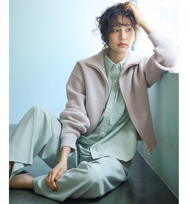 23区「【洗える】コットンリリー ニットブルゾン」|ブルゾン・スタジャン|