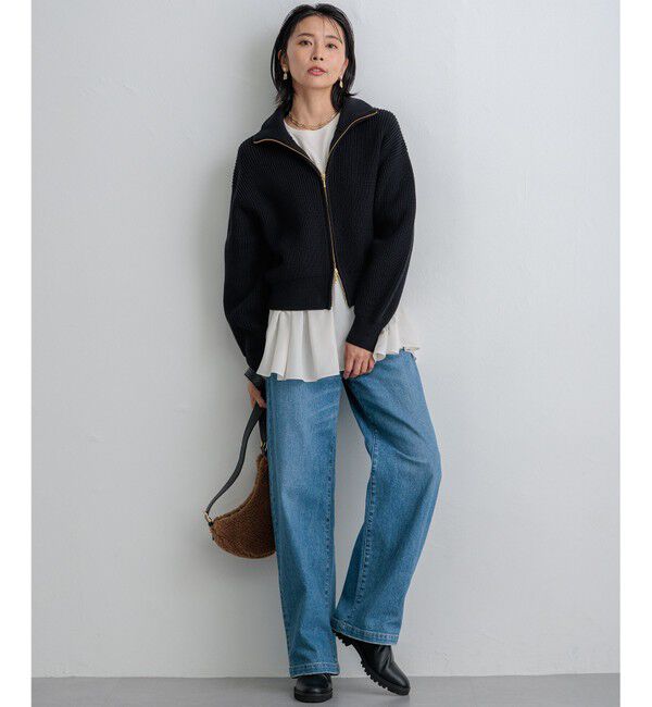 23区「【洗える】コットンリリー ニットブルゾン」|ブルゾン・スタジャン|