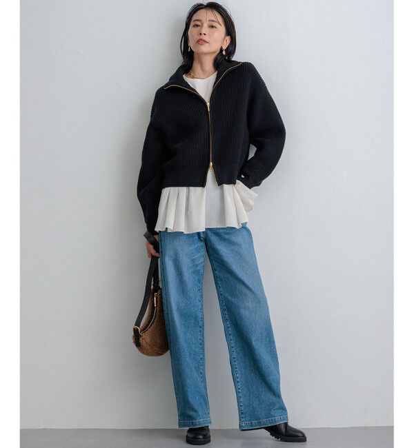 23区「【洗える】コットンリリー ニットブルゾン」|ブルゾン・スタジャン|