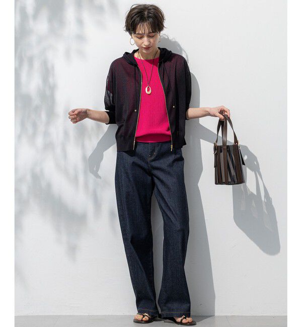 23区「【洗える】シャイニーシアー ニット パーカー」|パーカー|