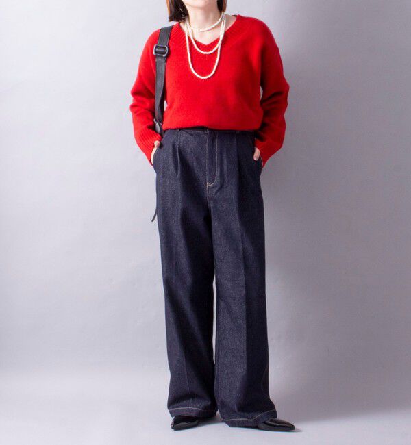 fredy emue「CASHMILE WOOL Vネックプルオーバー（ブローチ付き）」|ニット・セーター|