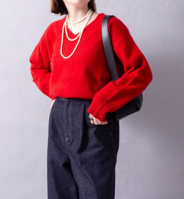 fredy emue「CASHMILE WOOL Vネックプルオーバー（ブローチ付き）」|ニット・セーター|