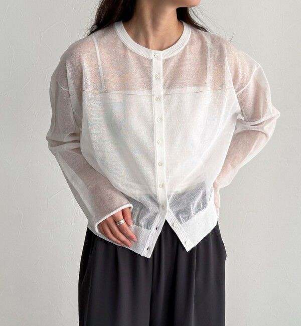 fredy emue「リネン混配色シアーカーディガン」|カーディガン|