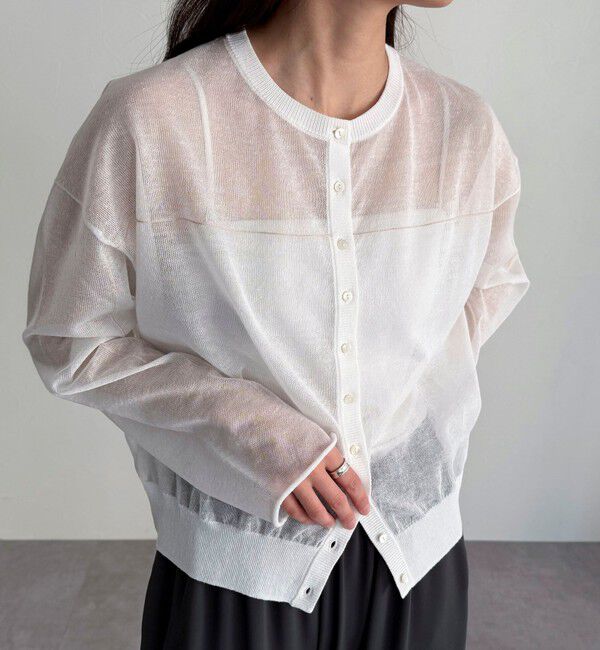 fredy emue「リネン混配色シアーカーディガン」|カーディガン|