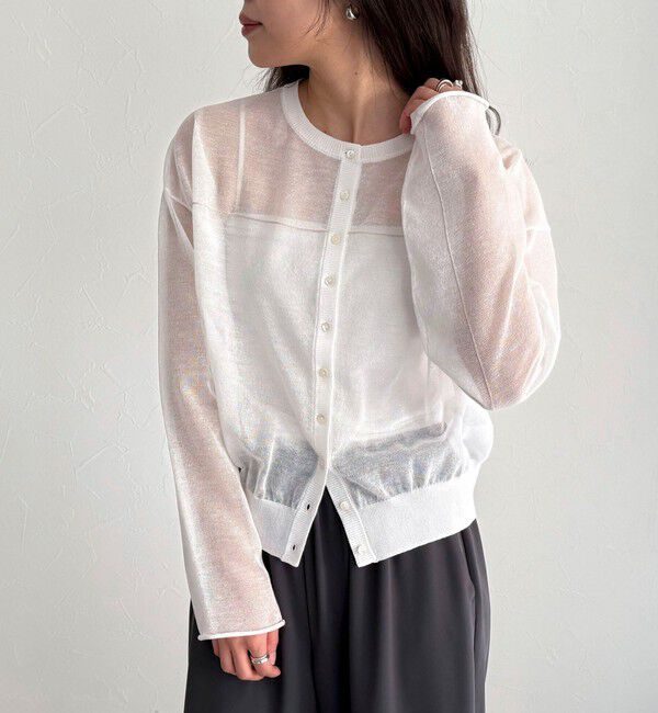 fredy emue「リネン混配色シアーカーディガン」|カーディガン|